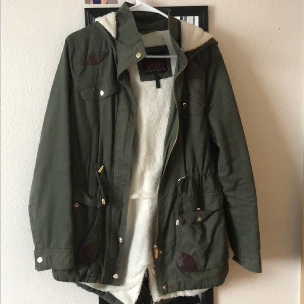 Olive green trench coat